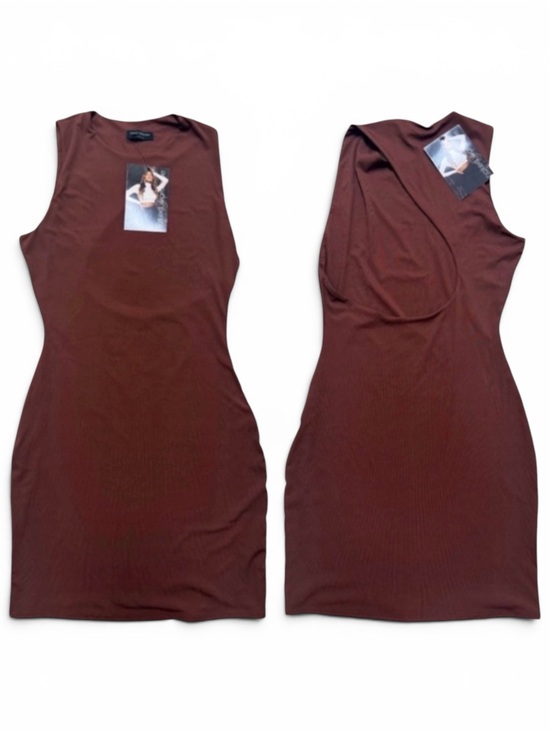 naked wardrobe Dresses & Skirts - NWT Naked Wardrobe Brown Ribbed Stretch Cutout Mini Dress
